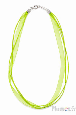 Halsketting van organza - lengte 45 cm - limoengroen